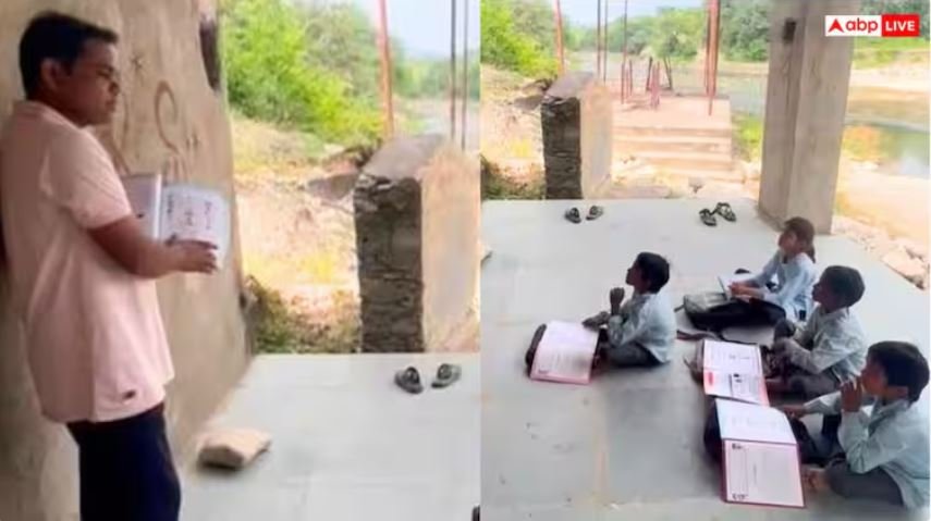 श्मशान घाट में पढ़ने को मजबूर 15 बच्चे: नाले के बहाव ने रोकी स्कूल की राह