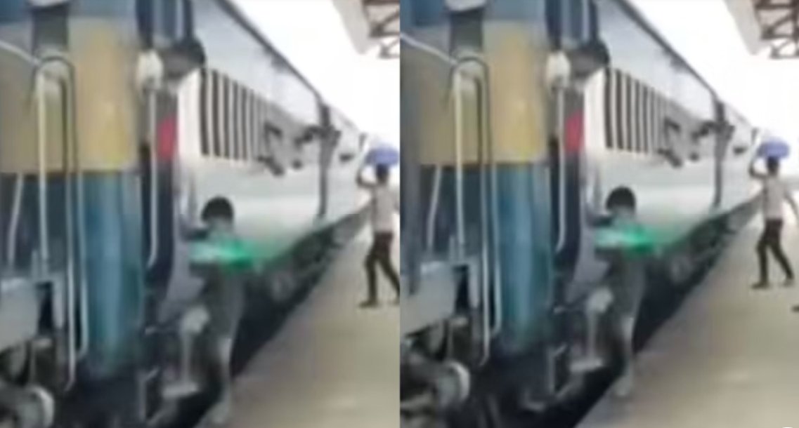 मौत को छूकर लौटा मासूम: वायरल वीडियो ने दी चेतावनी चलती ट्रेन में न चढ़ें (देखें वीडियो)