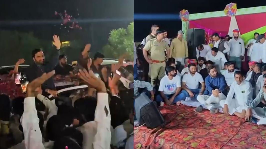 आधी रात का आकर्षण: दंतौर में हनुमान बेनीवाल का भव्य स्वागत, 36 कौम थी बेताब