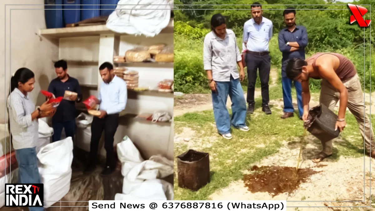 मिलावट पर कार्रवाई, 3 प्रतिष्ठानों में जांच, दूषित सामग्री करवाई नष्ट