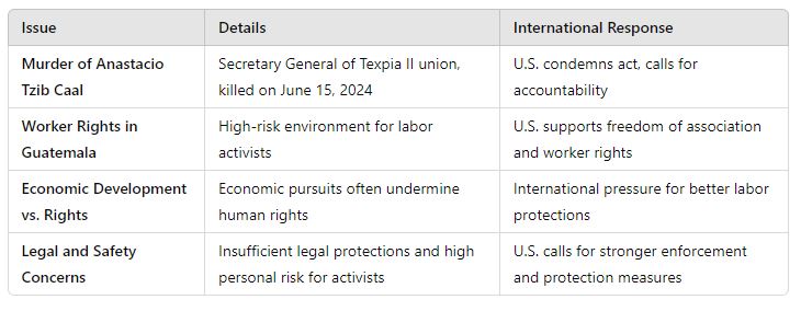 Summary of Key Issues and International Support